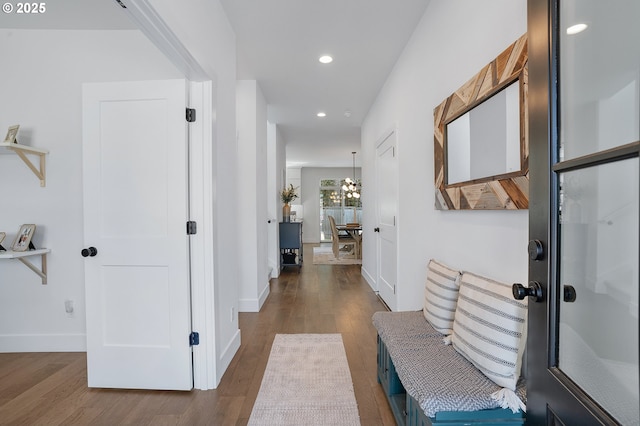 21773 SW Meadow Ter, Sherwood, OR 97140 - hallway with wood finished floors and recessed lighting