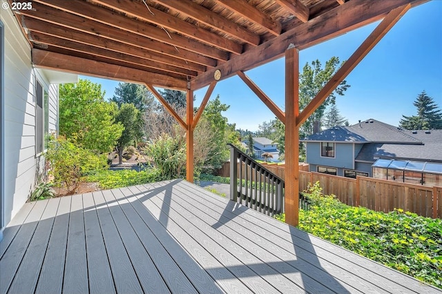 wooden terrace with fence