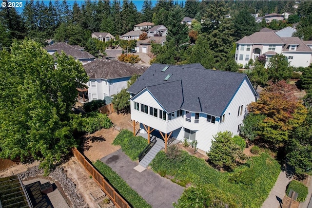 aerial view with a residential view