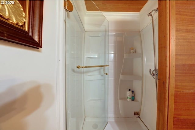 3162 Marine Dr, Astoria, OR 97103 - full bathroom featuring crown molding and a stall shower