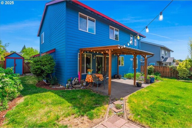 287 SW Oliver Ct, Dundee, OR 97115 - back of house featuring a patio area, a storage unit, and an outdoor structure