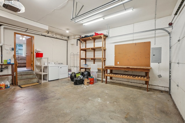 17701 Koch Ct, Sandy, OR 97055 - garage with a garage door opener, independent washer and dryer, and electric panel