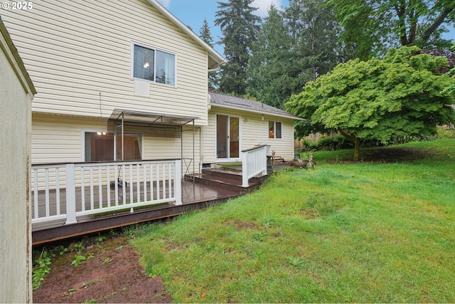 17701 Koch Ct, Sandy, OR 97055 - back of property with a yard and a wooden deck