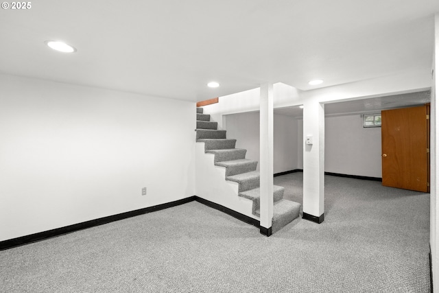 basement with carpet