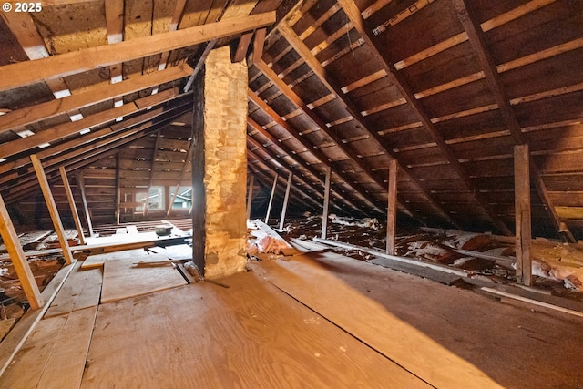 view of unfinished attic