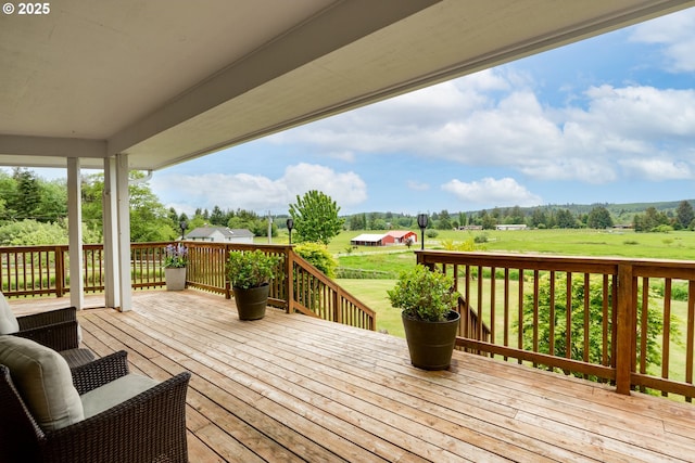 deck featuring a yard