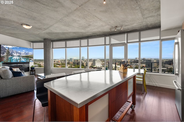 1926 W Burnside St Unit 1401, Portland, OR 97209 - kitchen with a view of city, healthy amount of natural light, and refrigerator