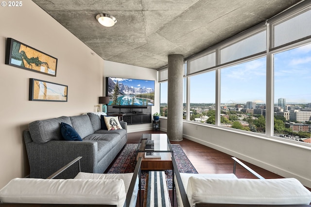 1926 W Burnside St Unit 1401, Portland, OR 97209 - living area featuring wood finished floors and baseboards