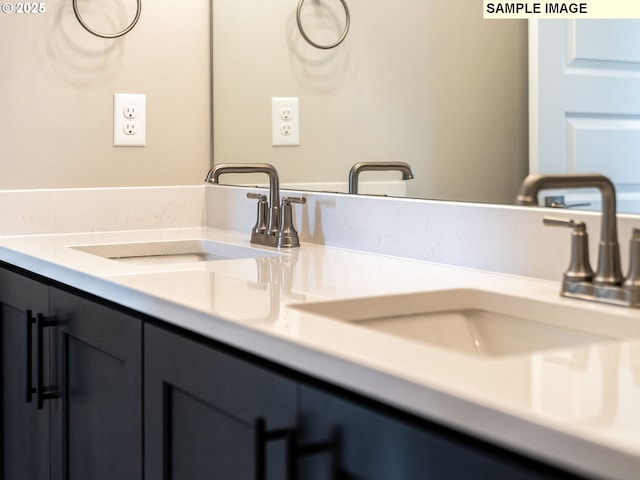 interior details featuring double vanity and a sink