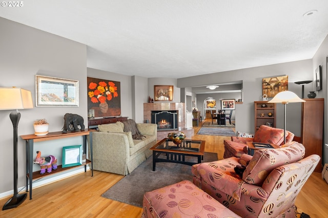 living room featuring light hardwood / wood-style flooring