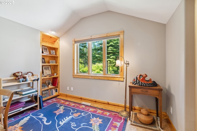 165 Stadelman Dr, Trout Lake, WA 98650 - living area featuring vaulted ceiling and baseboards