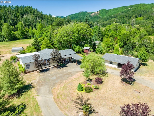 982 Reston Rd, Roseburg, OR 97471 - aerial view of property and surrounding area featuring a forest and a mountain backdrop
