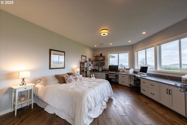 33685 Van Duyn Rd, Eugene, OR 97408 - bedroom with dark wood-style flooring, an office area, and recessed lighting