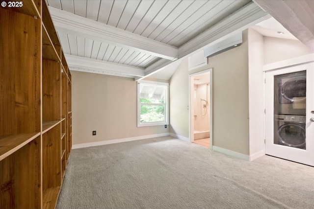 7752 SW Barnes Rd Unit B, Portland, OR 97225 - unfurnished bedroom featuring carpet floors, baseboards, beamed ceiling, and ensuite bathroom