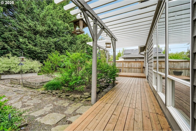 wooden deck featuring fence