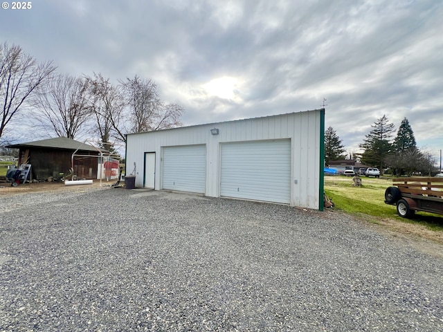 view of detached garage