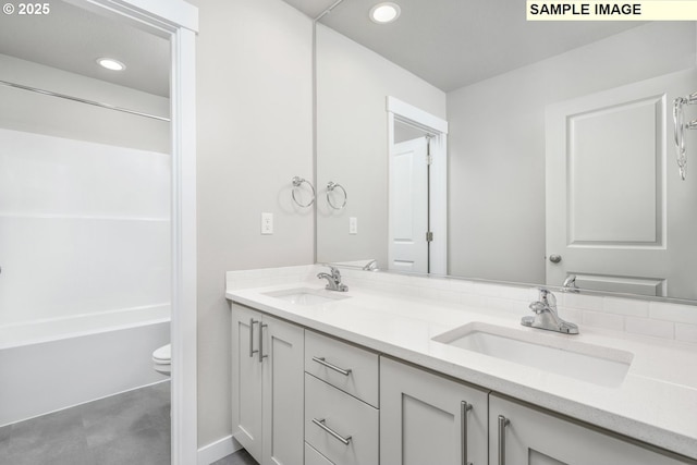 8900 S 1st St Unit 17, Ridgefield, WA 98642 - bathroom featuring double vanity, recessed lighting, and shower / washtub combination