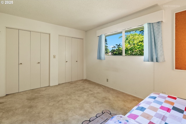 1810 D St, Forest Grove, OR 97116 - unfurnished bedroom with multiple closets, light carpet, and a textured ceiling