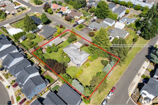1810 D St, Forest Grove, OR 97116 - aerial perspective of suburban area featuring property parcel outlined