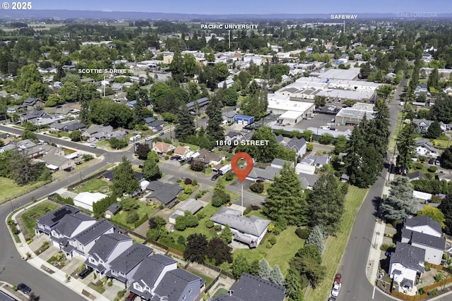 1810 D St, Forest Grove, OR 97116 - aerial view of property and surrounding area featuring nearby suburban area