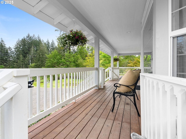 wooden deck with covered porch