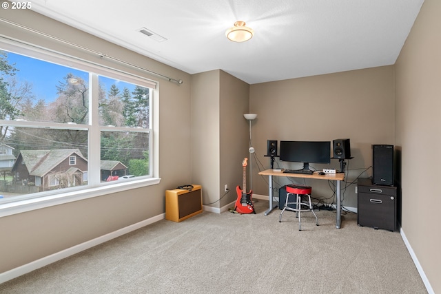 view of carpeted office space