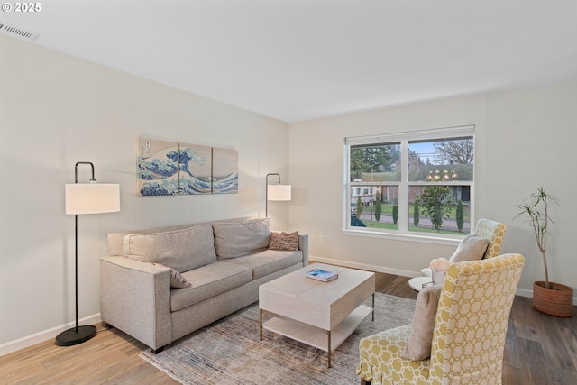 living room featuring wood-type flooring