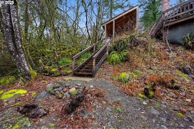 view of yard featuring stairway