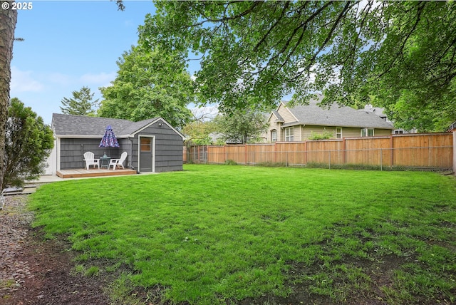 view of yard with a deck