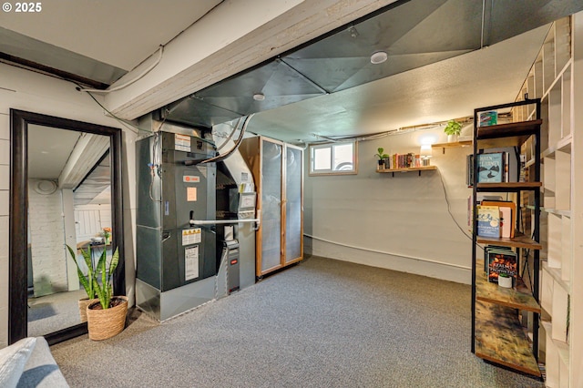 basement with heating unit