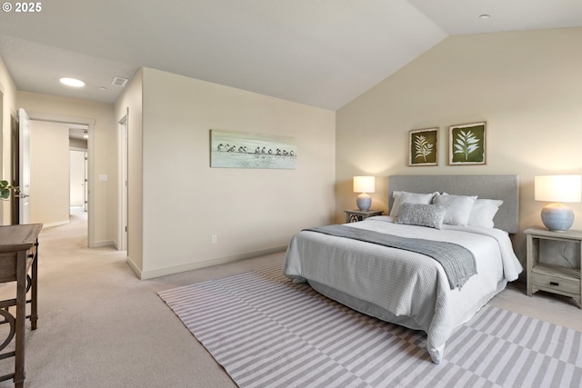 29229 SW Costa Cir E, Wilsonville, OR 97070 - bedroom with light colored carpet, lofted ceiling, and baseboards