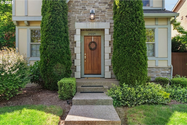 29229 SW Costa Cir E, Wilsonville, OR 97070 - entrance to property with stone siding and stucco siding
