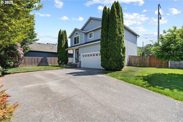 view of property exterior with concrete driveway and an attached garage