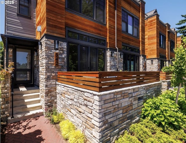 542 4th St, Lake Oswego, OR 97034 - view of exterior entry with stone siding