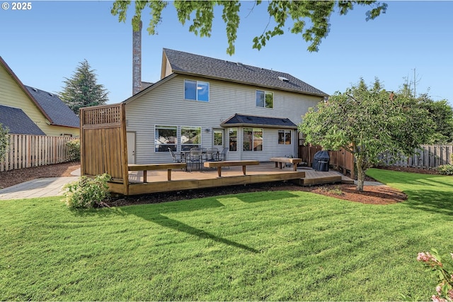 5839 NW Necanicum Way, Portland, OR 97229 - back of house featuring a fenced backyard and a wooden deck