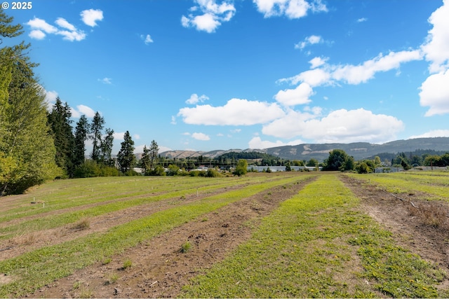 view of road featuring a rural view and a mountain view