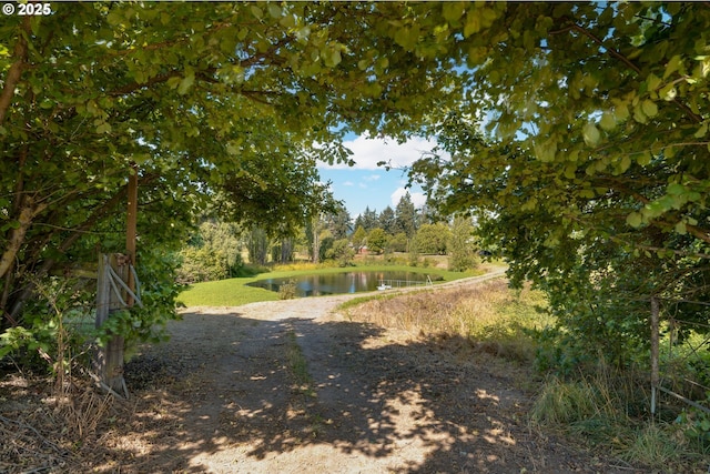view of yard featuring a water view