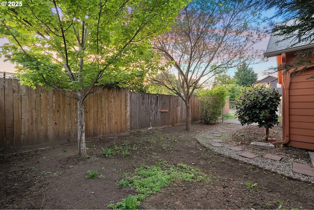 view of yard featuring a fenced backyard