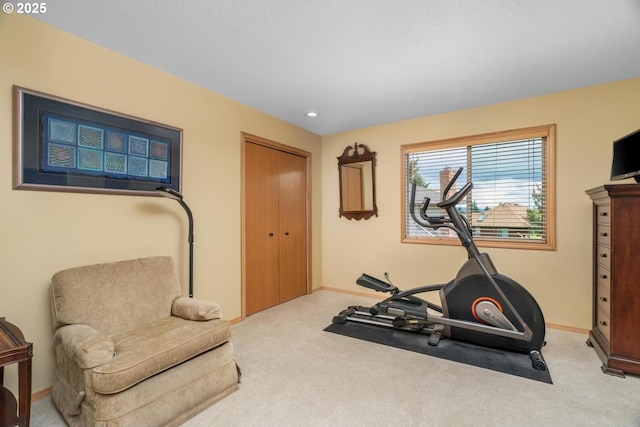 13910 SW Secretariet Ct, Beaverton, OR 97008 - exercise area with carpet flooring, baseboards, and recessed lighting
