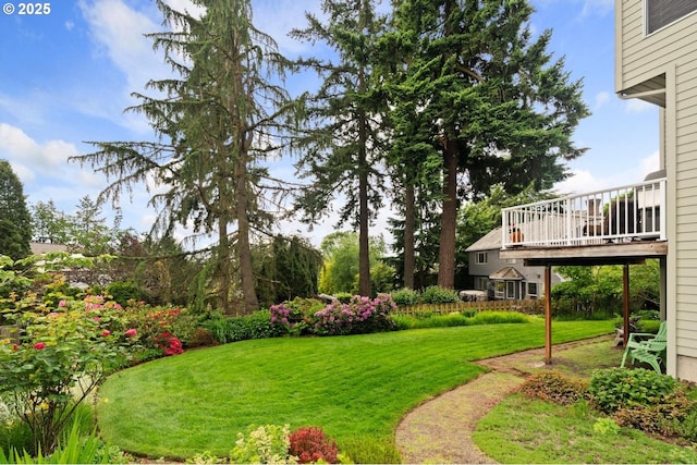 13910 SW Secretariet Ct, Beaverton, OR 97008 - view of green lawn featuring a wooden deck