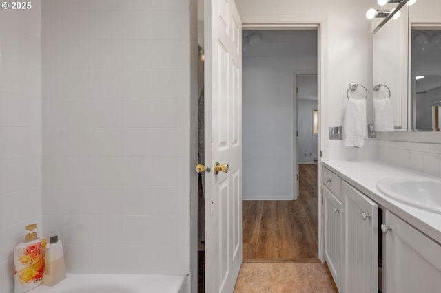11144 NE Knott St, Portland, OR 97220 - bathroom featuring vanity and wood finished floors