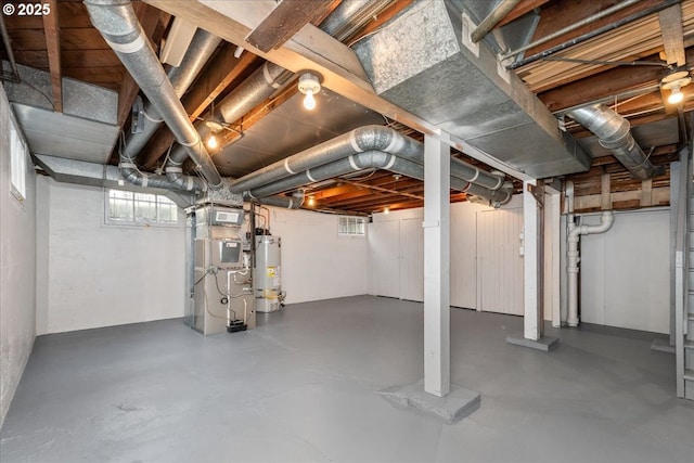 basement with gas water heater