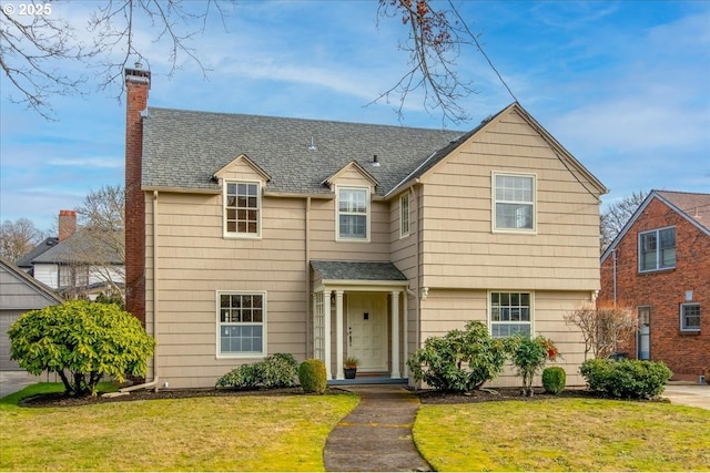 view of front of home with a front yard