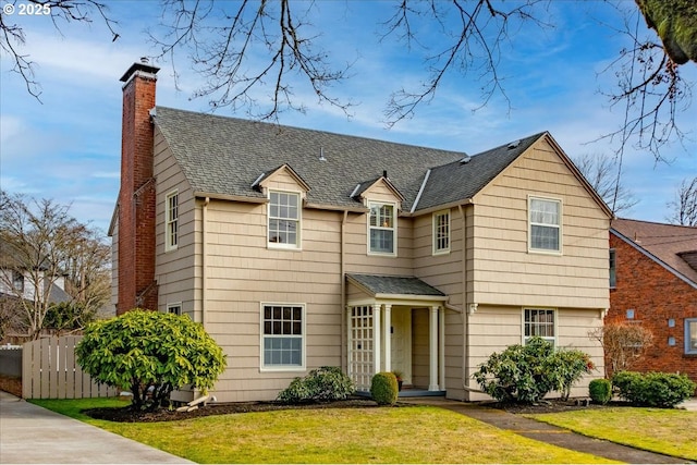 view of front facade featuring a front yard