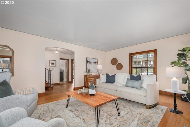 living room featuring wood-type flooring