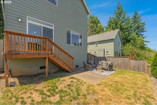9050 SW 161st Ave, Beaverton, OR 97007 - rear view of house with a fenced backyard, a patio area, a residential view, and a deck