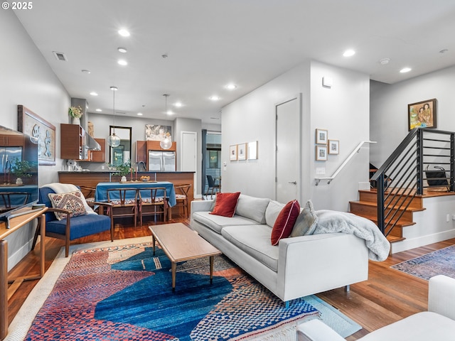 living room featuring light hardwood / wood-style flooring