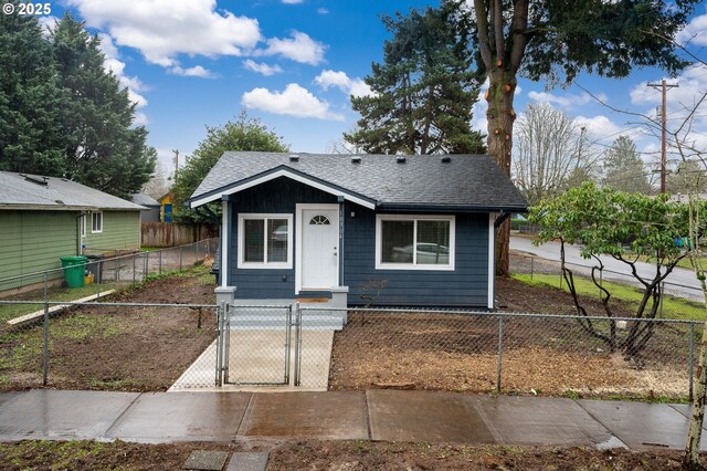10304 SE Yukon St, Portland, OR 97266 - bungalow with a gate, roof with shingles, and a fenced front yard
