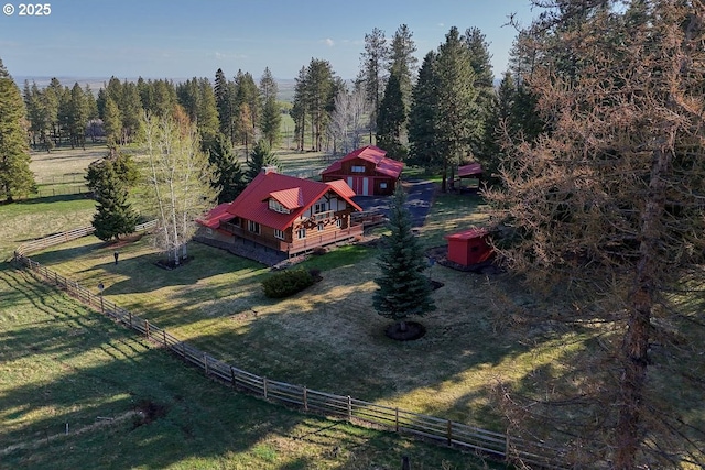 aerial view featuring a forest view