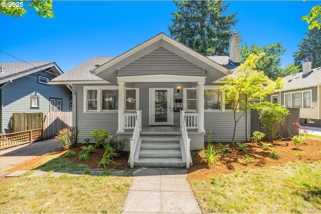 1824 NE 52nd Ave, Portland, OR 97213 - bungalow with a porch, a shingled roof, and a chimney